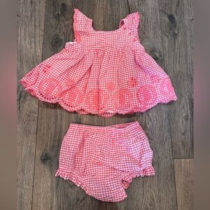 Baby GAP Pink Gingham Plaid Dress and Bummie Set